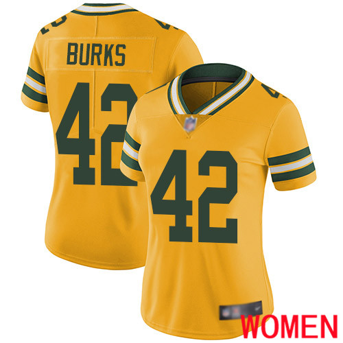 Green Bay Packers Limited Gold Women #42 Burks Oren Jersey Nike NFL Rush Vapor Untouchable->women nfl jersey->Women Jersey